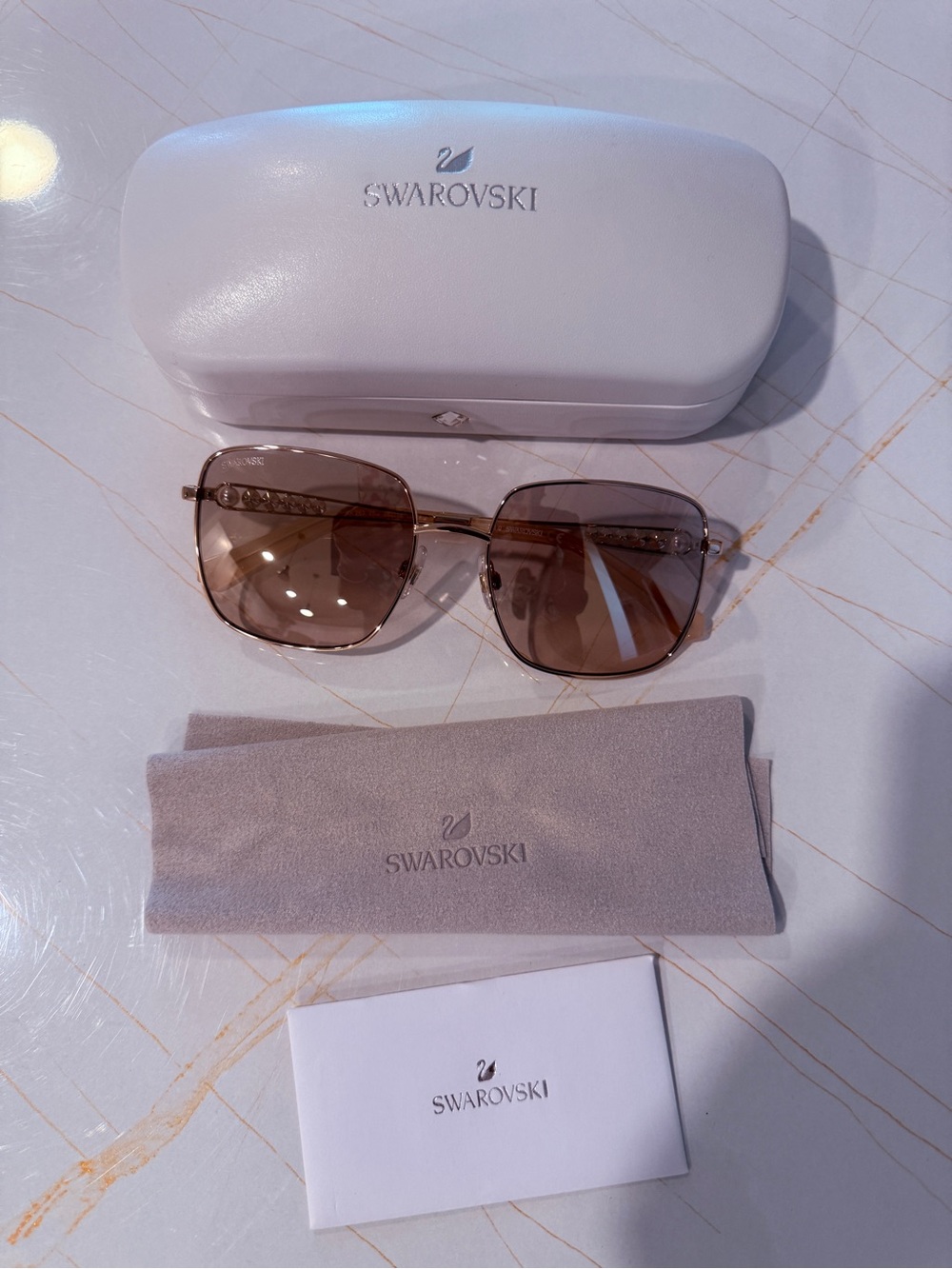 Swarovski Gold Frame Sunglasses with pink Gradient Lenses